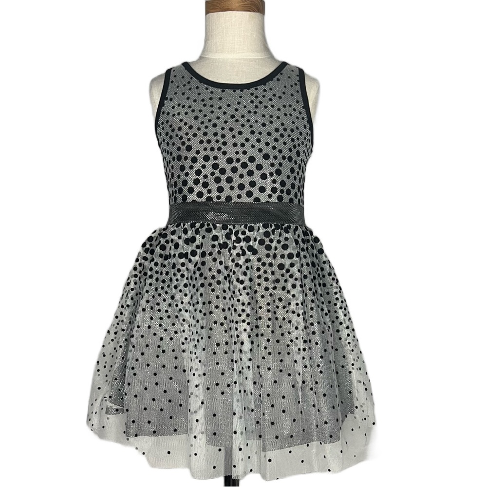 Hannah Banana Silver/Black Gradient Flock Dot Dress